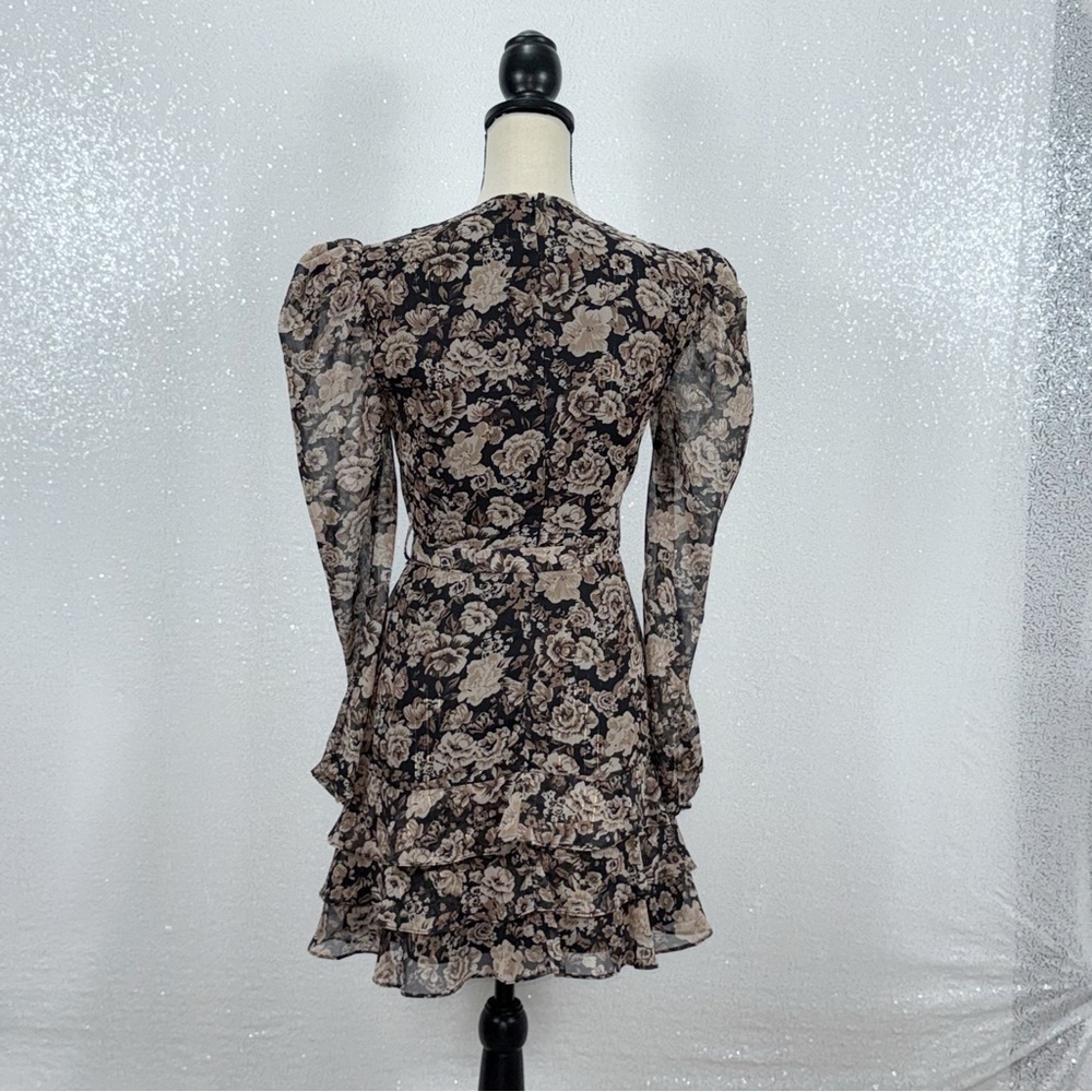 Bardot Winona Black and Cream Floral Long Sleeve Dress size small - Picture 12 of 16